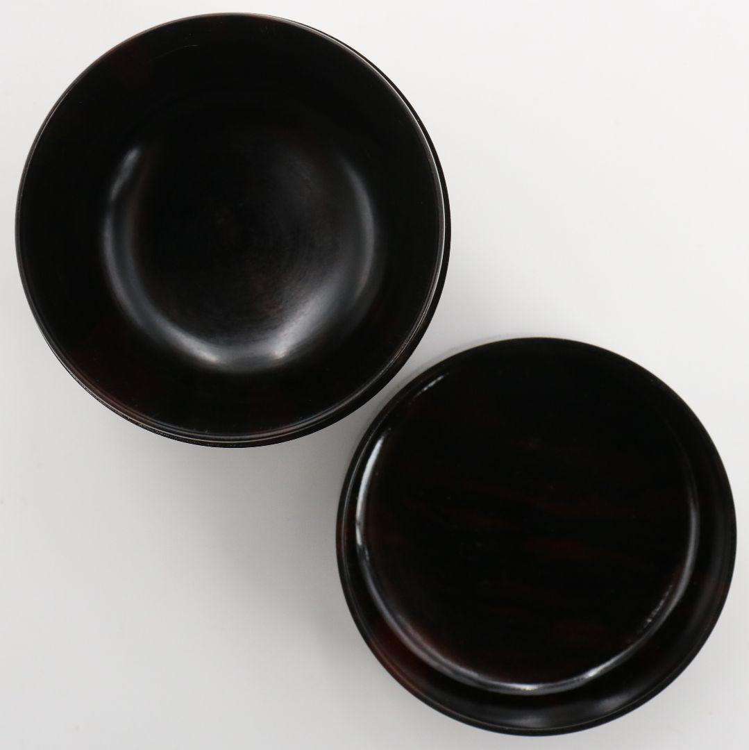 仁刀作 摺漆縞黒檀 中棗 茶道具 共箱共布　V817　N1