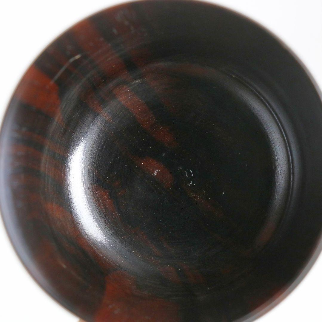 仁刀作 摺漆縞黒檀 中棗 茶道具 共箱共布　V817　N1