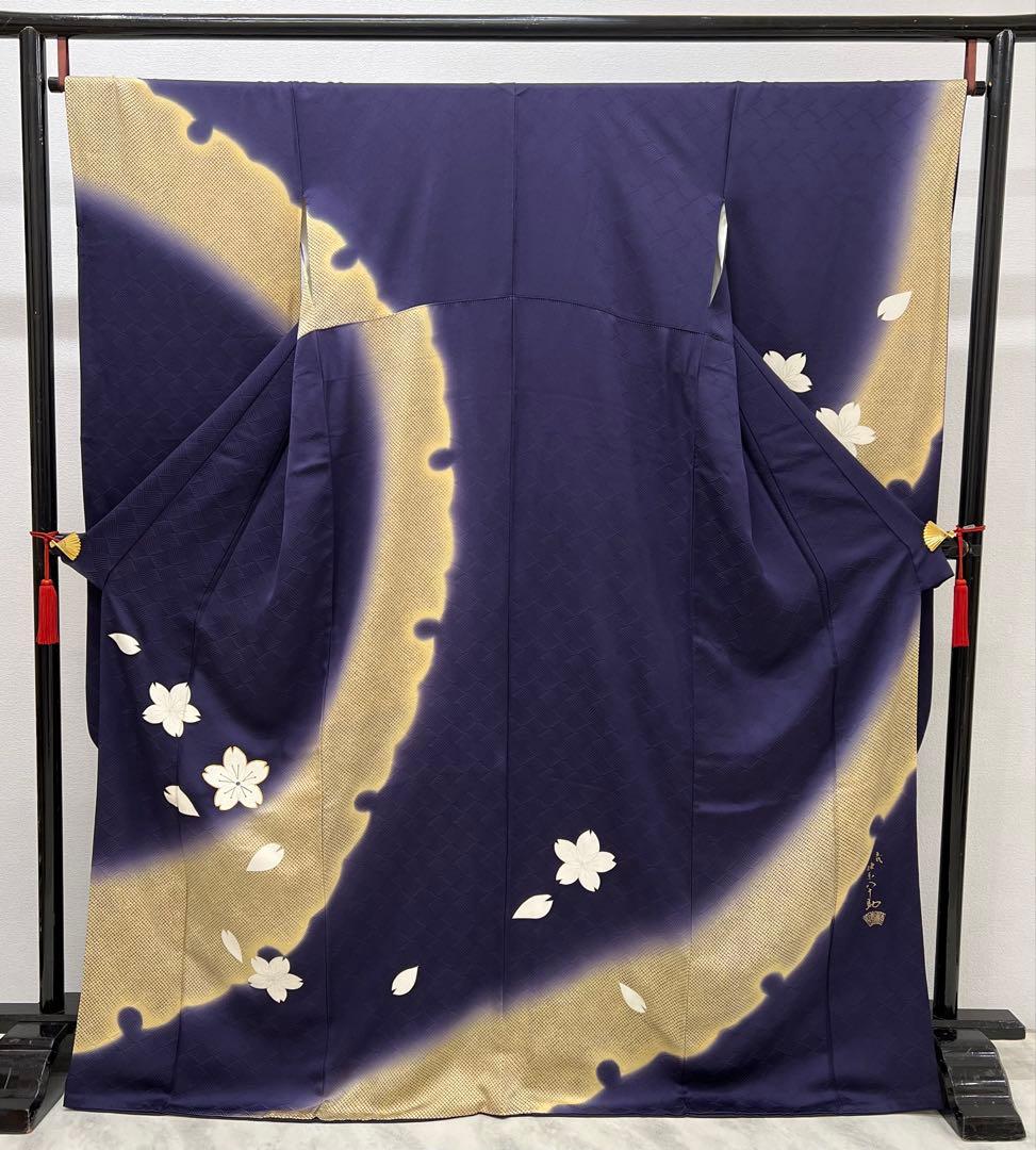 振り袖　フルセット　別誂長襦袢　結婚式　金彩加工　刺繍入り　桜　坂東八十助726
