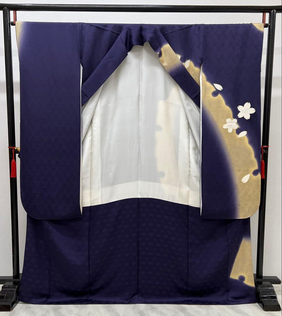 振り袖　フルセット　別誂長襦袢　結婚式　金彩加工　刺繍入り　桜　坂東八十助726