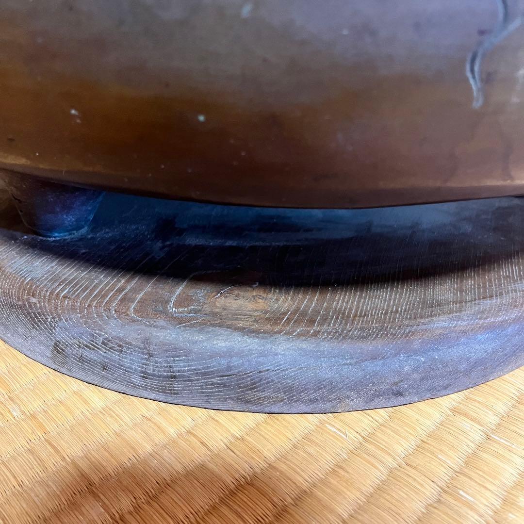 真鍮火鉢　台座付き　龍の取手　大型　43cm