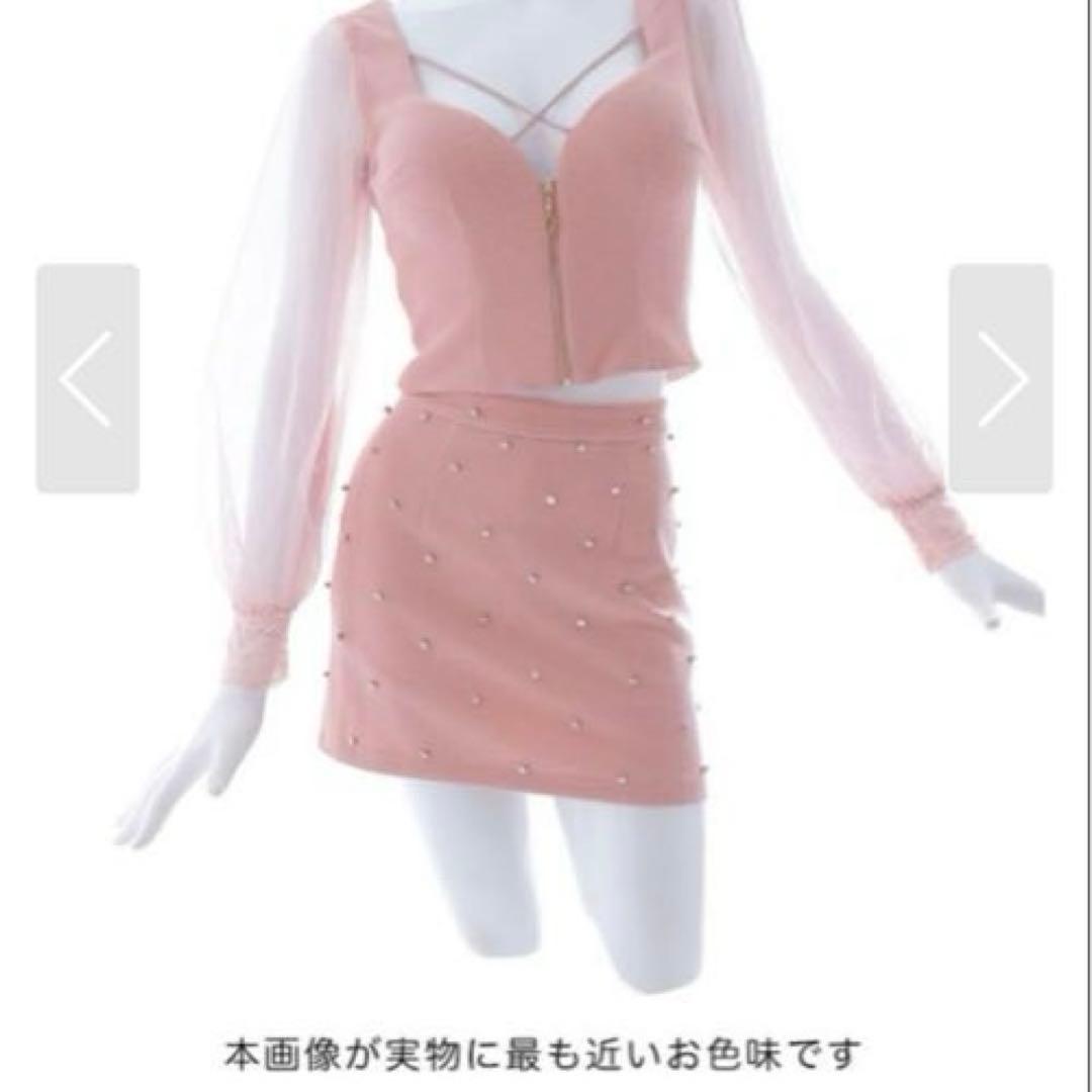 jewels/フロントジップセットアップ/キャバドレス/ピンクMサイズ