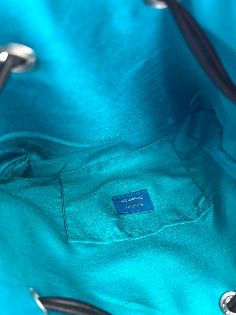 familiarシャルマントサック　巾着バッグブルー