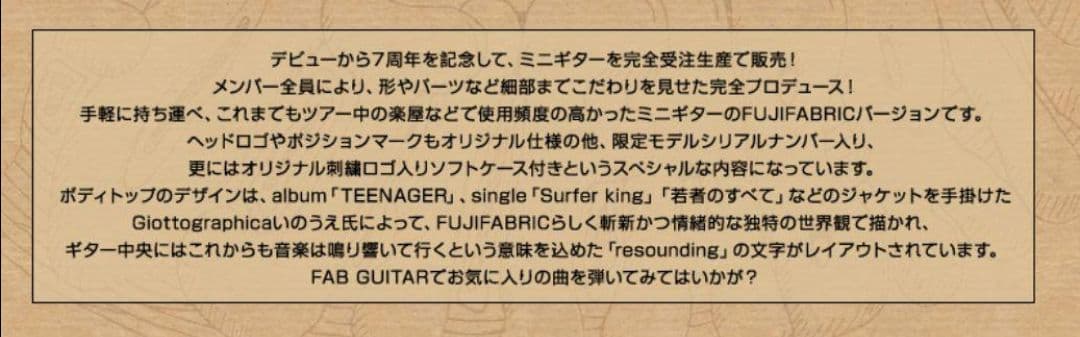 【完全受注販売】FAB GUITAR　　フジファブリック