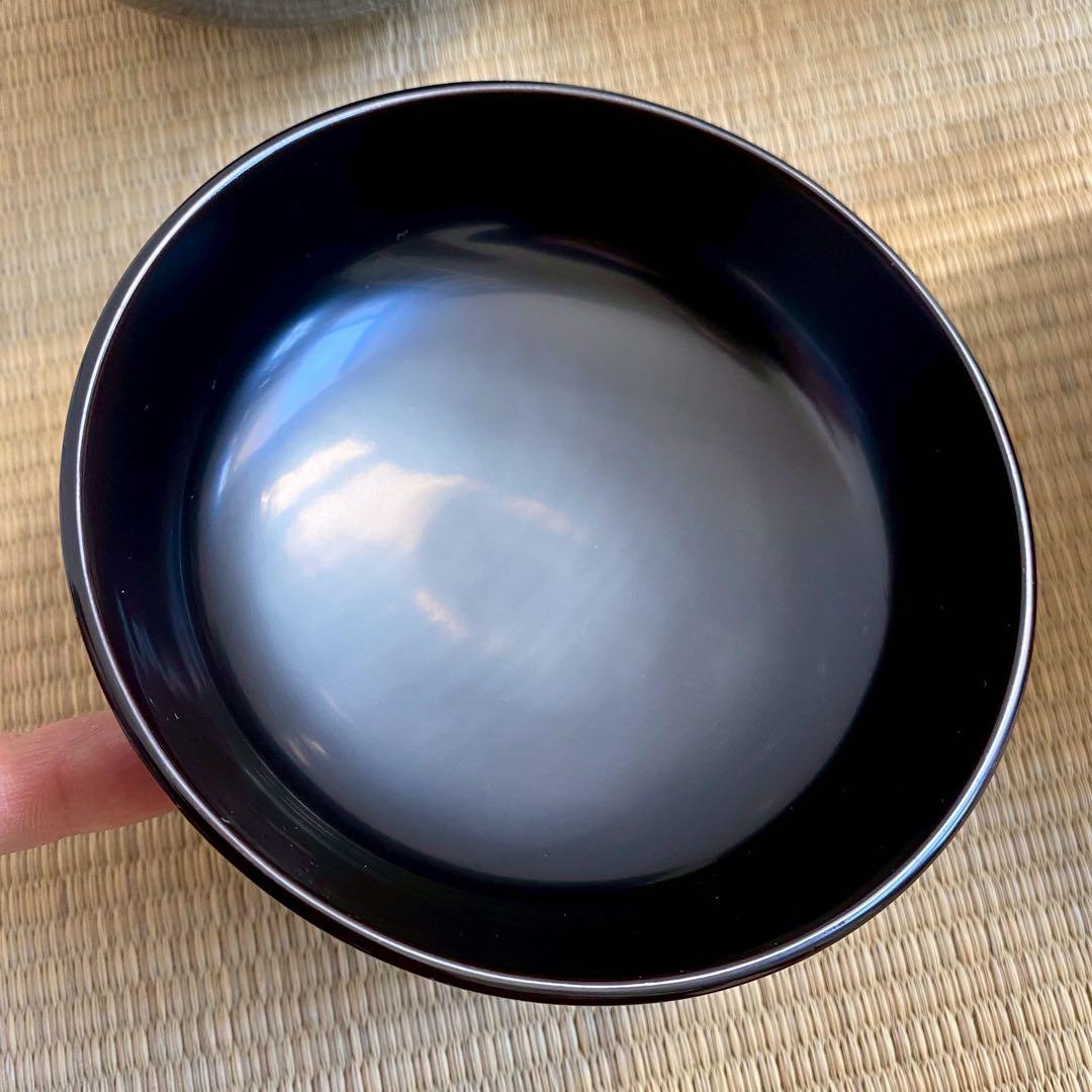 輪島塗 布着【四つ椀 5客組】小丸椀 入れ子 天然木 漆塗 黒真塗 懐石 茶道具