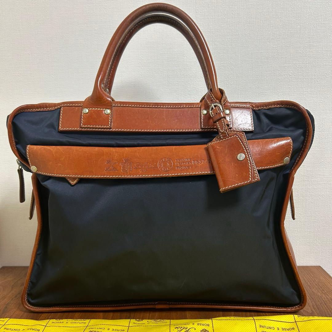【美品】Felisi フェリージ8637/2 バッグ　ネイビー&ライトブラウン