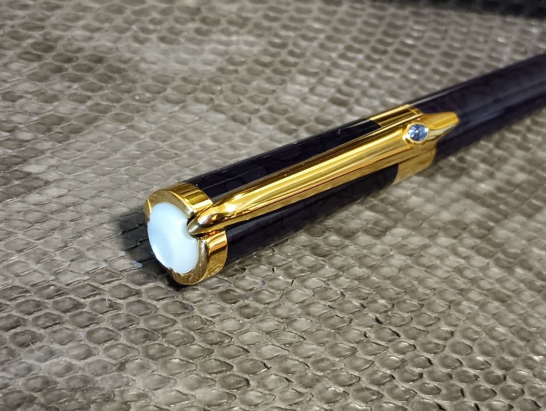 美品 CHAUMET ショーメ 万年筆 筆記具 ペン先 18K 白蝶貝 ネイビー