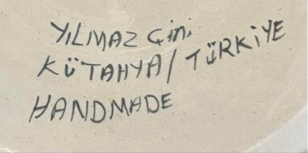 青い花の装飾陶器皿直径31㎝　陶器 トルコ キュタフヤ陶器　絵皿　ハンドメイド