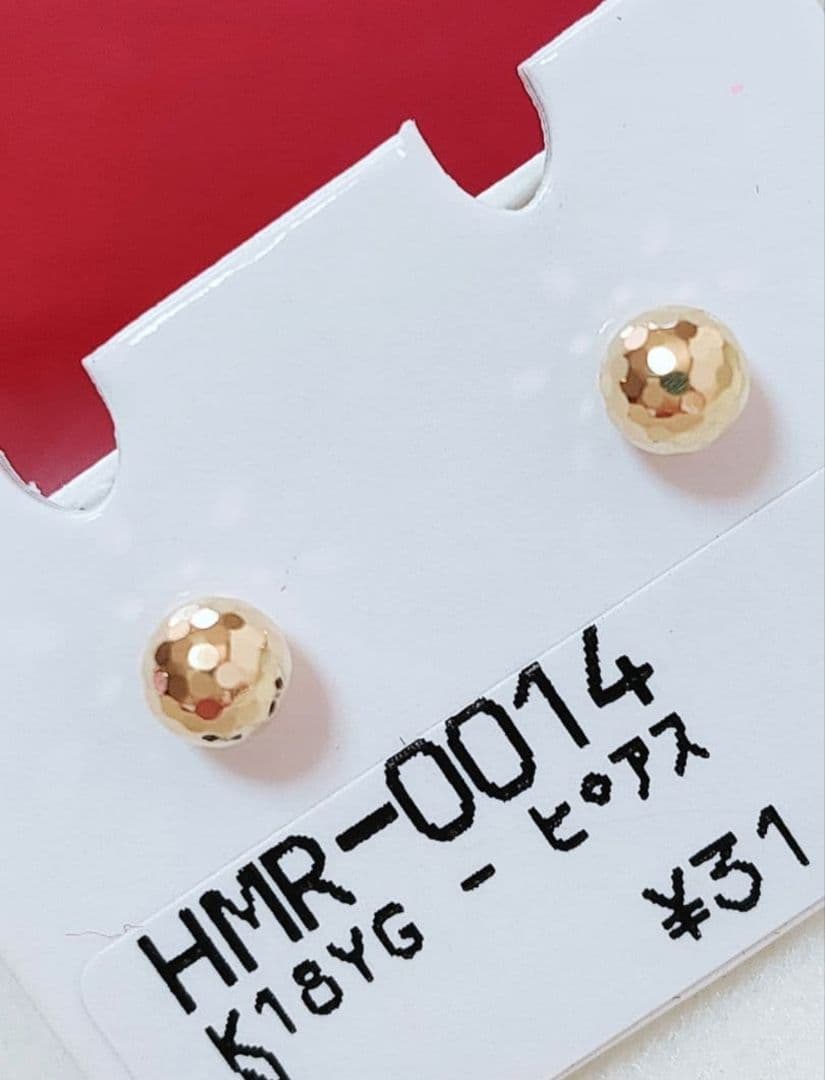新入荷 未使用品 k18 カットボール ピアス
