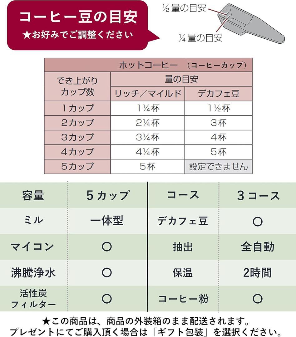 パナソニック NC-A37 豆を挽き付全自動 コーヒーメーカー ブラック 箱あり