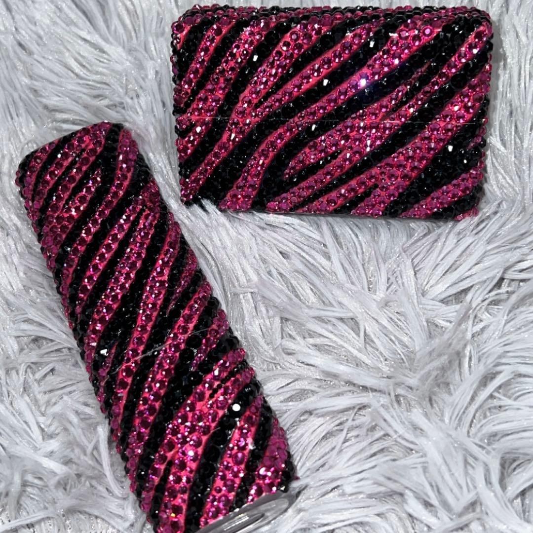 IQOSイルマワン　ヒートスティック　デコケース　ピンク　ゼブラ　2点セット