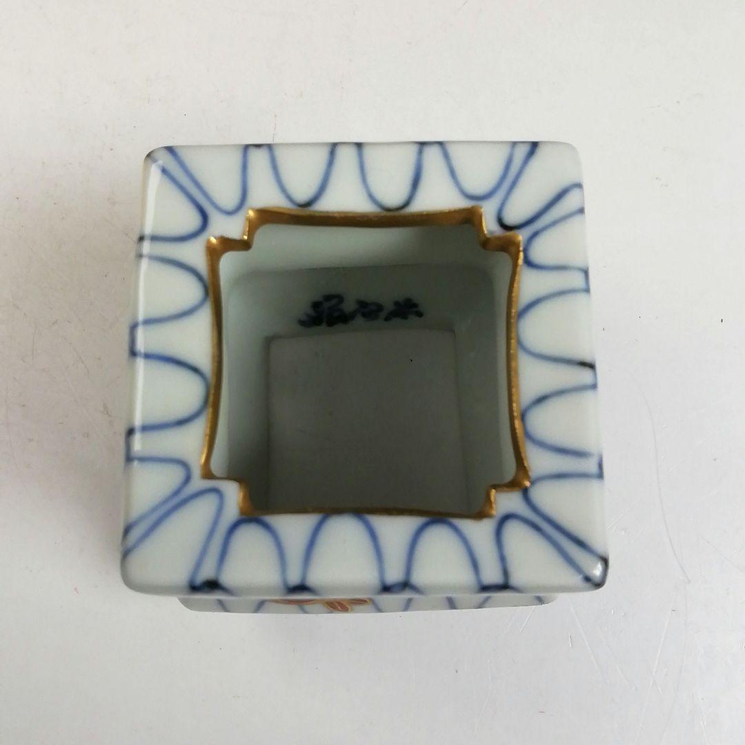 Ｗ１２４　蓋置　『色絵　網目』『高野昭阿弥 造』　共箱　茶道具