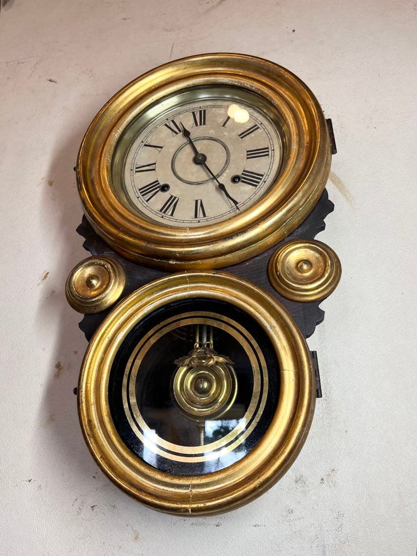 程度良！半打有！イングラハム 金ダルマ　柱時計　古時計　振り子　レトロ　精工舎