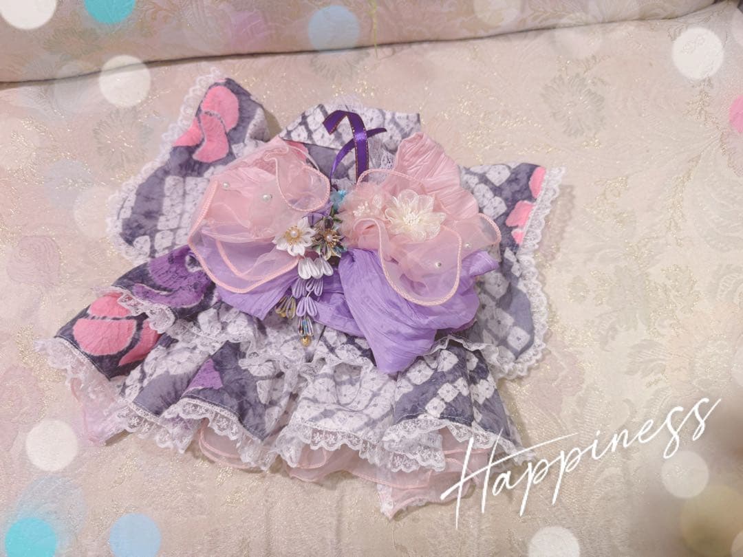 F2.pon2pan2現品☆犬有松絞り浴衣☆犬浴衣☆ひい様