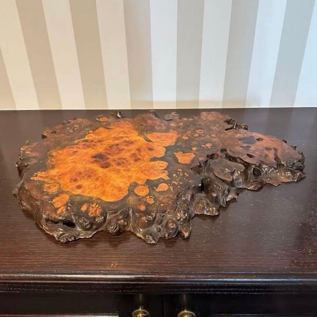 天然時代木　花梨　玉杢　花台　敷板　床飾り　置物　インテリア雑貨　玉杢花台