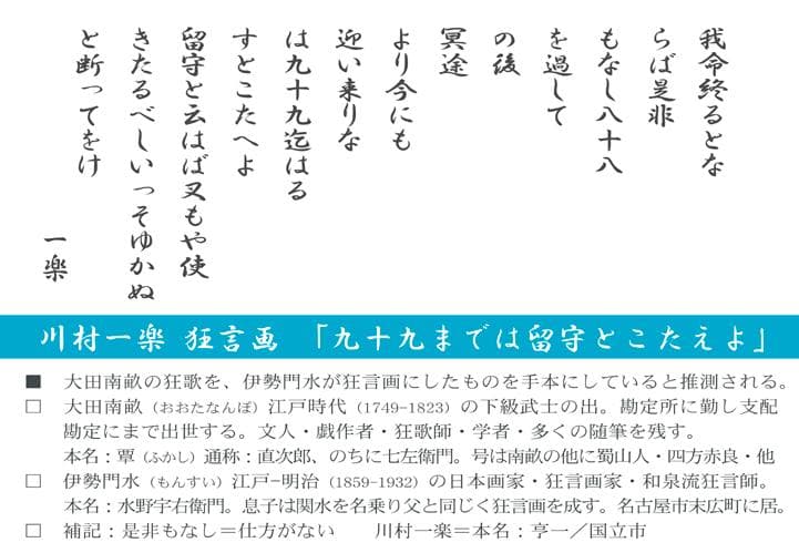 川村一楽 狂言画（弐） 「九十九までは留守とこたえよ」