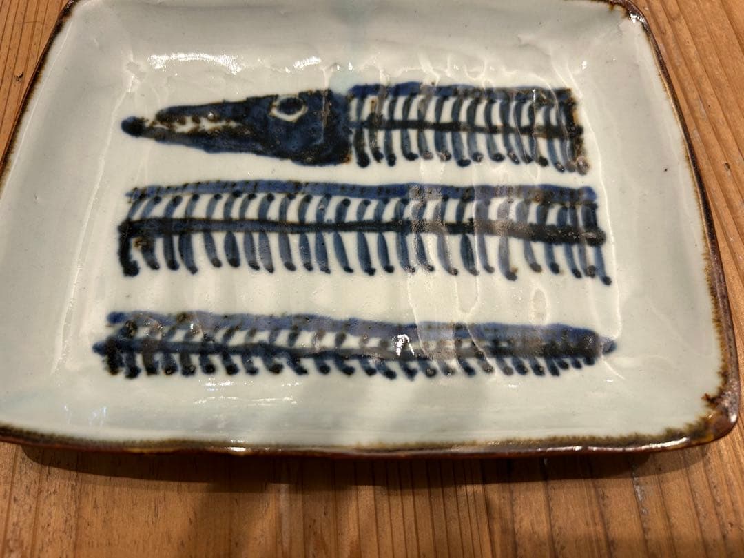 美品 未使用 村田森さん　太刀魚　染付　角皿