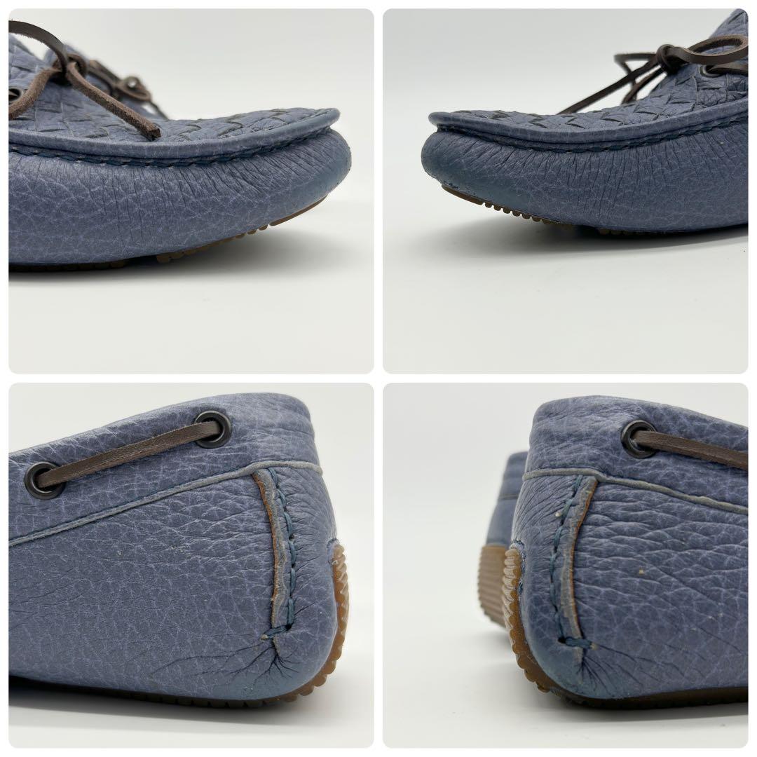 【美品】ボッテガ ヴェネタ モカシン 青 レザー イントレチャート 41.5