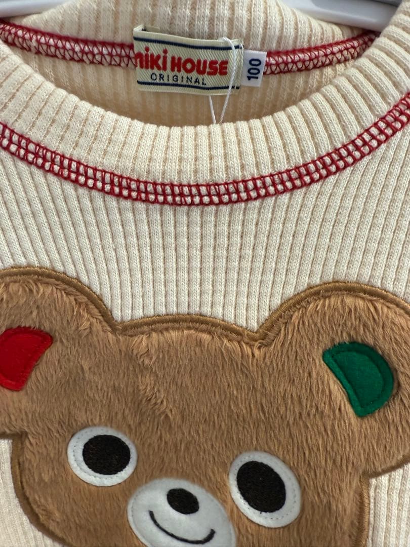 【美品】ミキハウス　トレーナー　100 ベージュ　アイボリー　子供