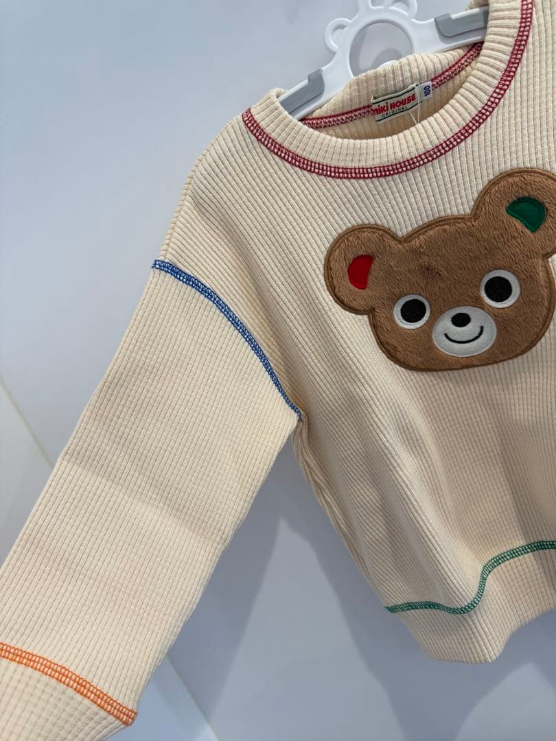 【美品】ミキハウス　トレーナー　100 ベージュ　アイボリー　子供