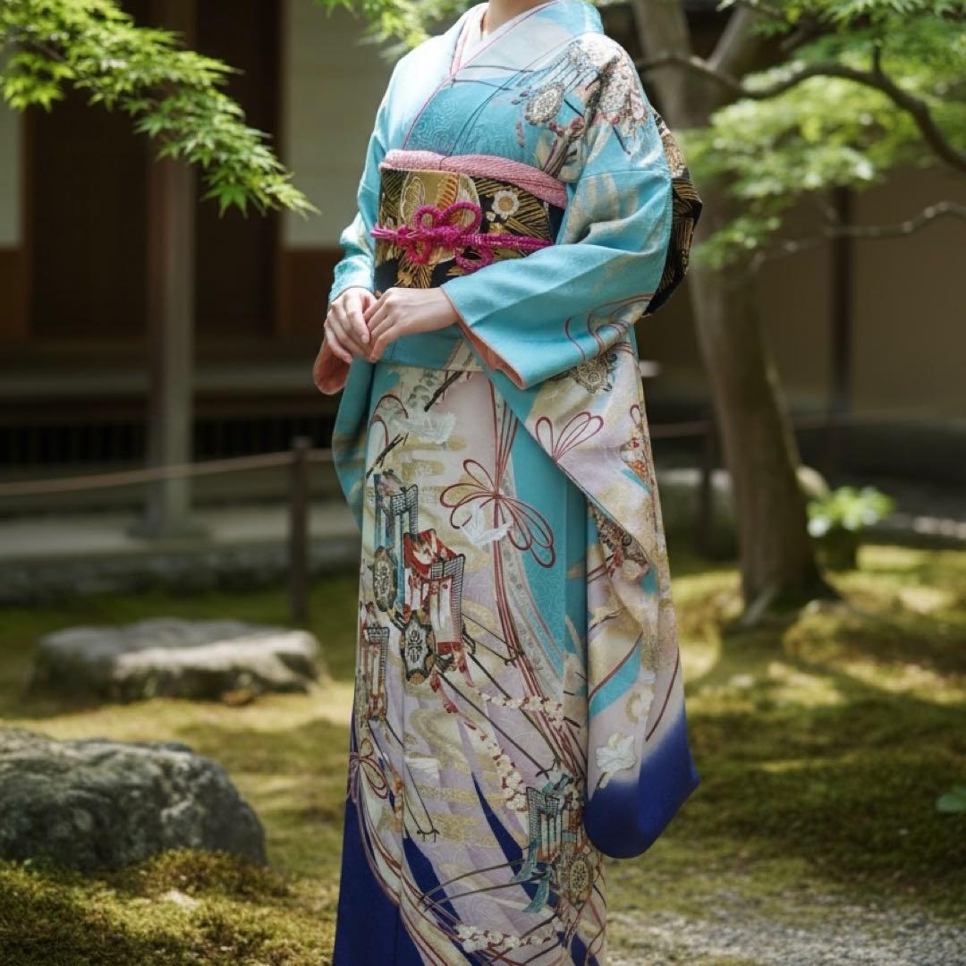 振袖　6点セット【1D】正絹　成人式　成人式