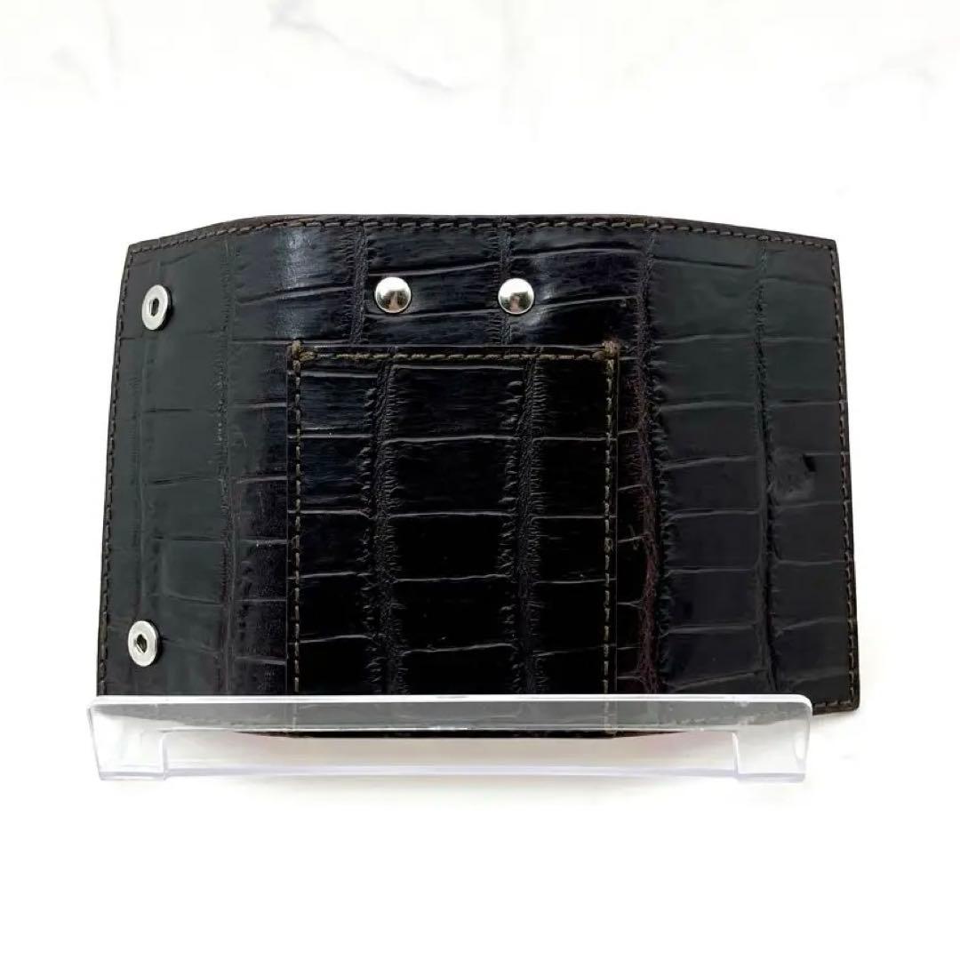 41【新品未使用】Felisi 4連レザーキーケース本革 クロコ ダークブラウン