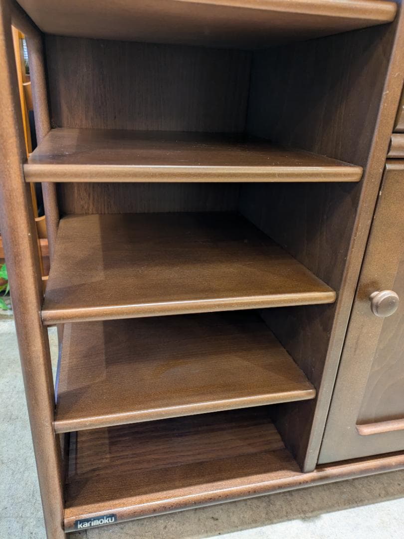 【美品】カリモク ミニサイドボード 電話台 FAX台 木製 収納家具 サイド収納