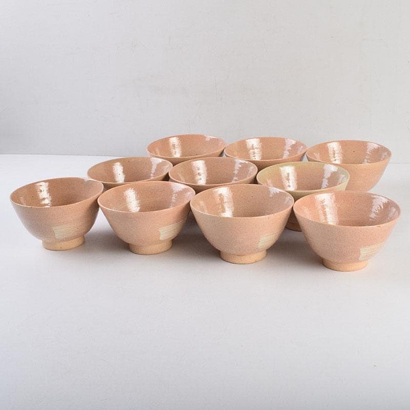 茶道具　阿漕窯　福森円二造　御本　刷毛目　数茶碗　十客　共箱　M　R9298H