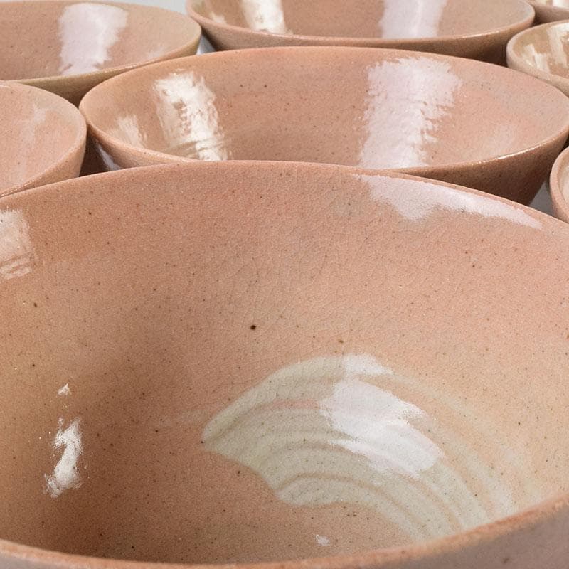 茶道具　阿漕窯　福森円二造　御本　刷毛目　数茶碗　十客　共箱　M　R9298H