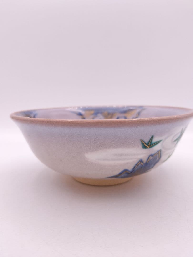 b950【新品・未使用】平茶碗 流水に青楓 中条象山 木箱 茶道具