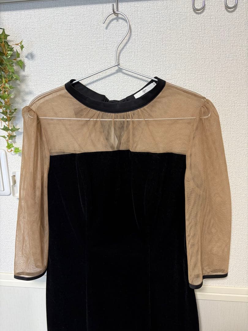 LEJA バックリボンシアー切り替え ベロアマーメイドフレアドレス