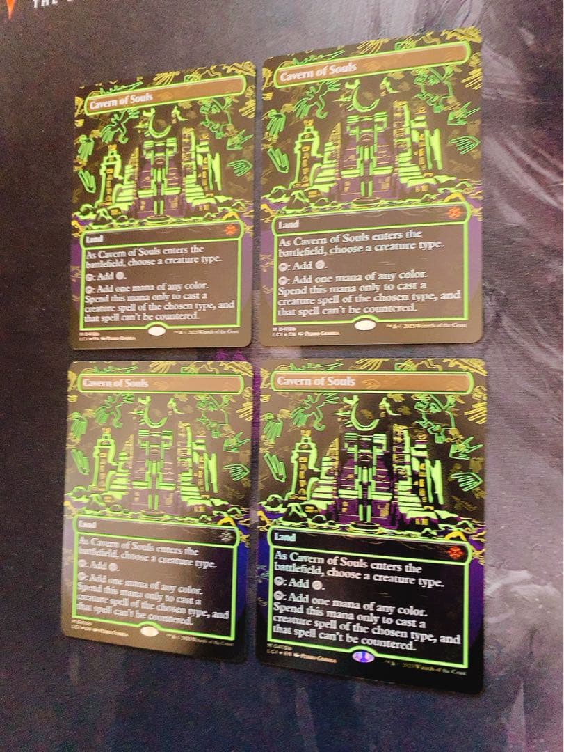 【ネオンfoil 黄色】魂の洞窟　英語　4枚セット