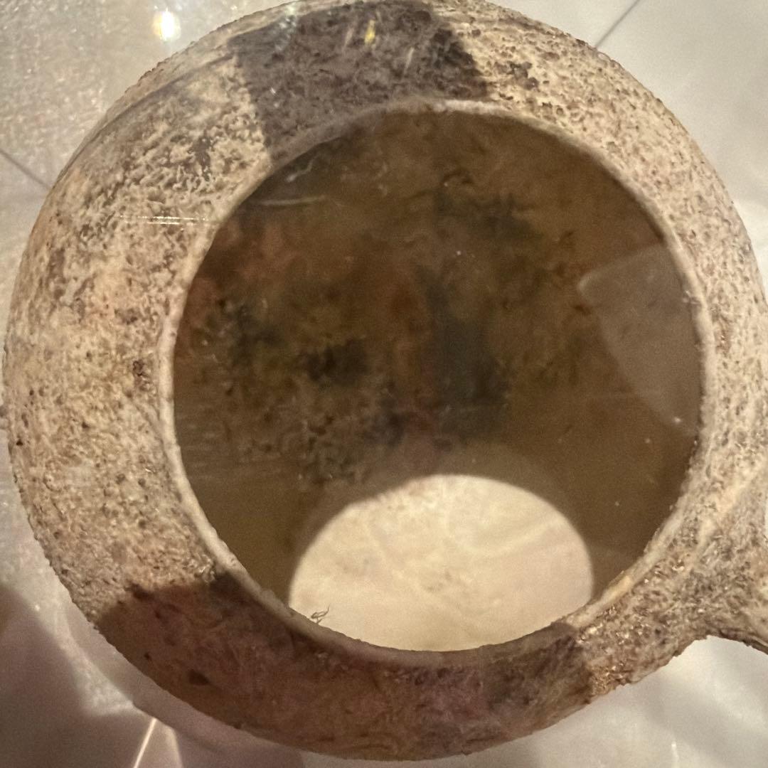 専用ケース付　作家もの　月面の様な陶磁器の茶道具　酒器　蓋の無い注器