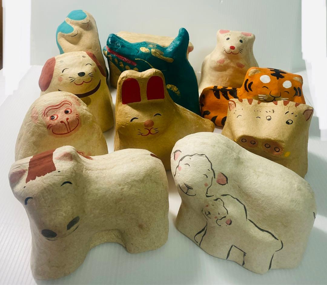 上山張子　ぞう六　蔵六面工房 干支　張り子　置物 11干支