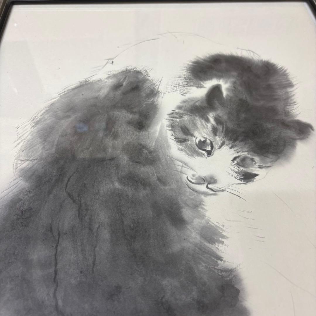 ⭐︎値下げ中⭐︎絵画　竹内栖鳳　【斑猫】　日本画　名画　インテリア　銀十黒