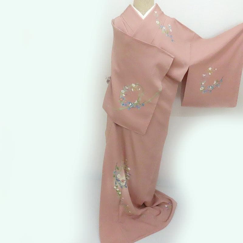 Club藤★付け下 十日町友禅 花輪紋様 お茶席着物 フォーマル (3344)