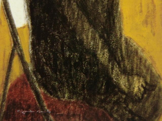 斎藤清、「人物」、希少な画集の額装画、オーダーマット付・日本製新品額入り