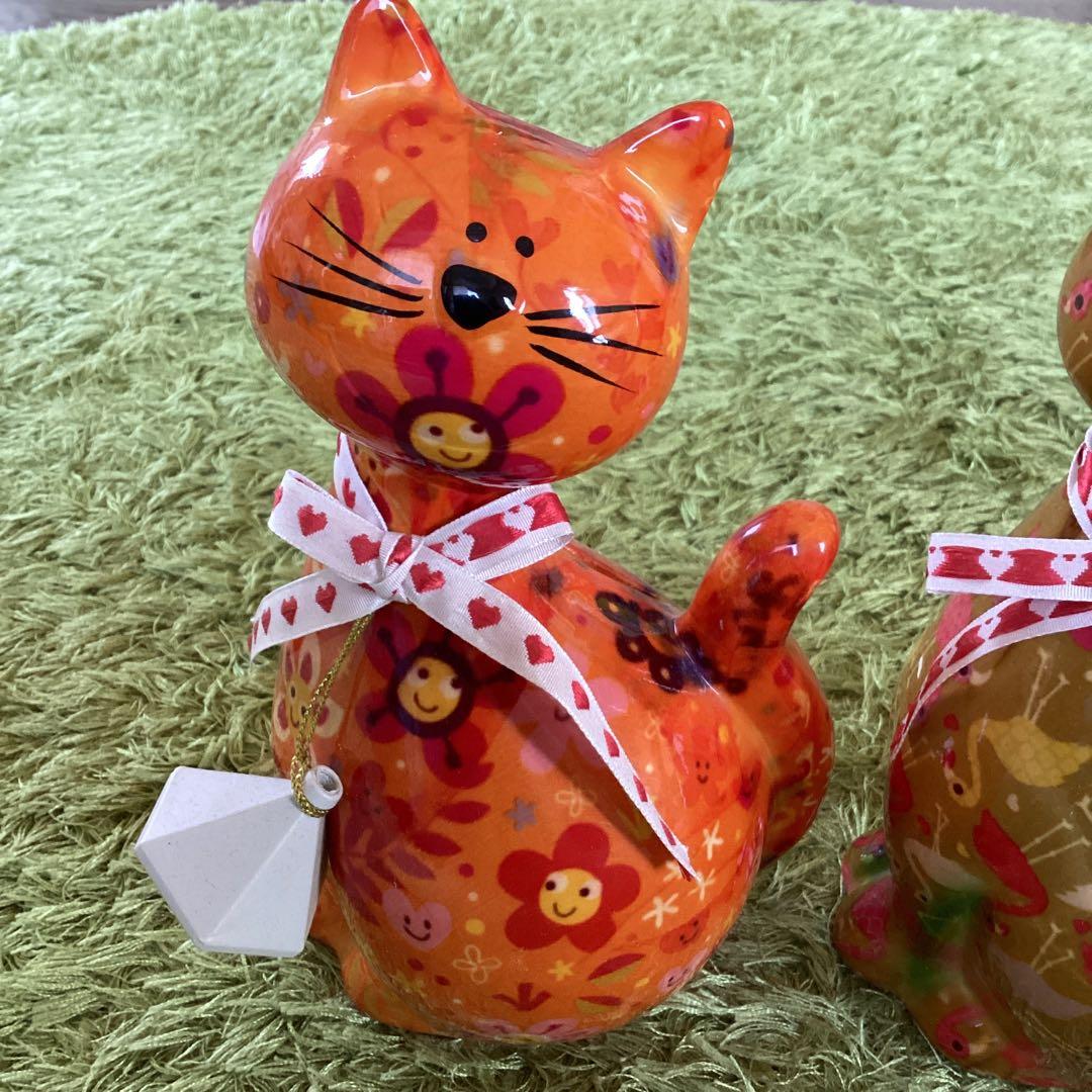 POMME PIDOU（ポンピドゥ)セラミック製貯金箱 カラフルな猫の置物セット