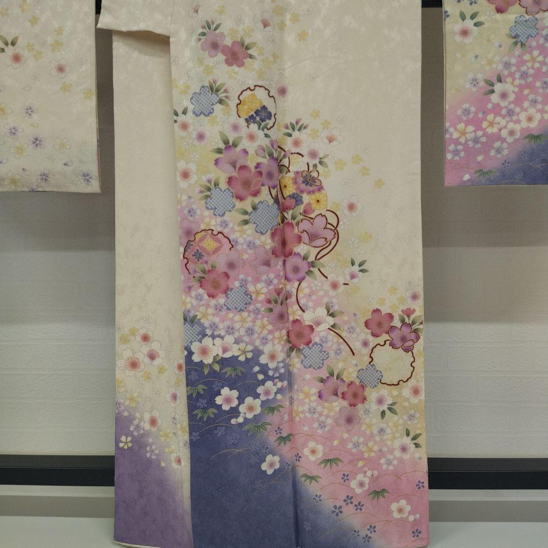 こ*う様 振袖 正絹 雪輪 桜 ぼかし染 広衿 袷 着物 翼-238