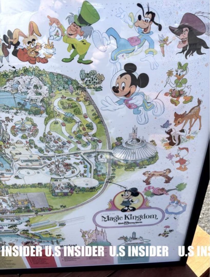 1987年　ディズニーランド園内マップ　額入り大型94cm　岐阜より迅速発送