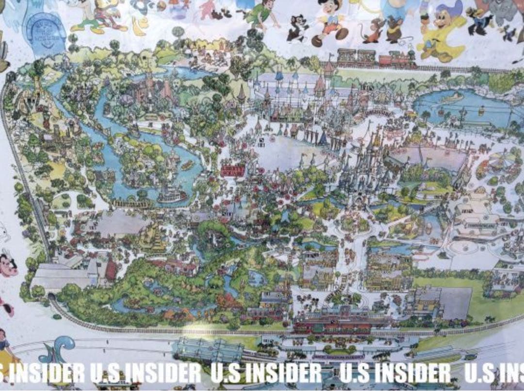 1987年　ディズニーランド園内マップ　額入り大型94cm　岐阜より迅速発送