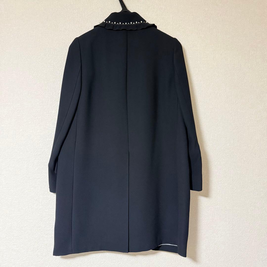 Xmasセール: miu miu ミュウミュウ フリル付き黒チェスターコート