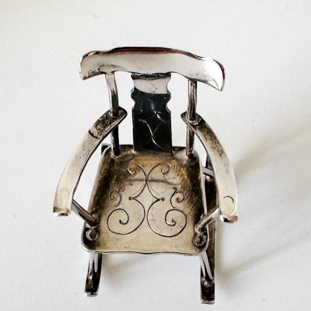 1977年★英国★アンティーク/純銀製/ミニチュア椅子/イギリス/925/