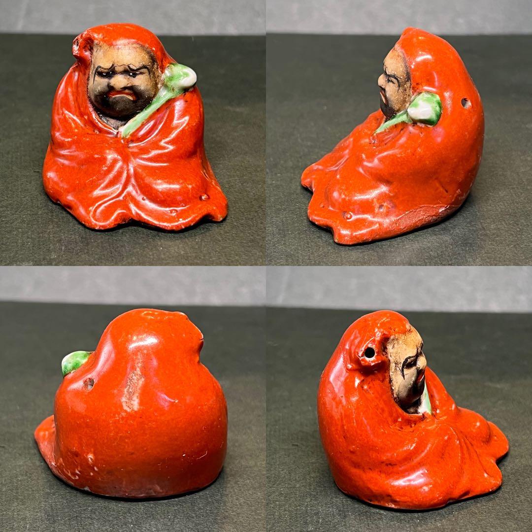 江戸後期〜明治期 古陶 達磨 水滴◎赤釉 だるま 書道具◎文房四宝◎古道具庵々