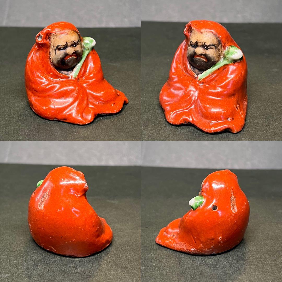 江戸後期〜明治期 古陶 達磨 水滴◎赤釉 だるま 書道具◎文房四宝◎古道具庵々