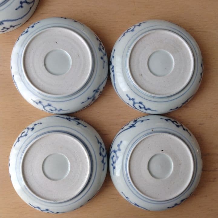 古伊万里染付雲竜檜垣文なます皿江戸時代五客セット