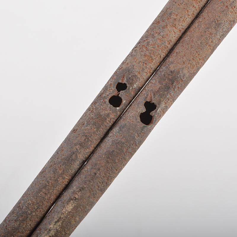 茶道具　釜師　庄司儀兵衛作　鉄製　瓢箪透火箸　共箱　V　R7214