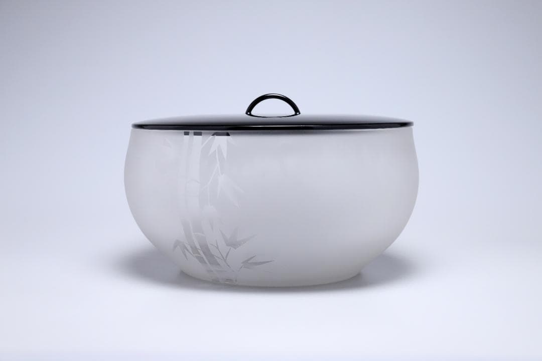 上野良樹　窯変硝子平水指　共箱　美品　硝子　ガラス　古美術　【正一古美術】