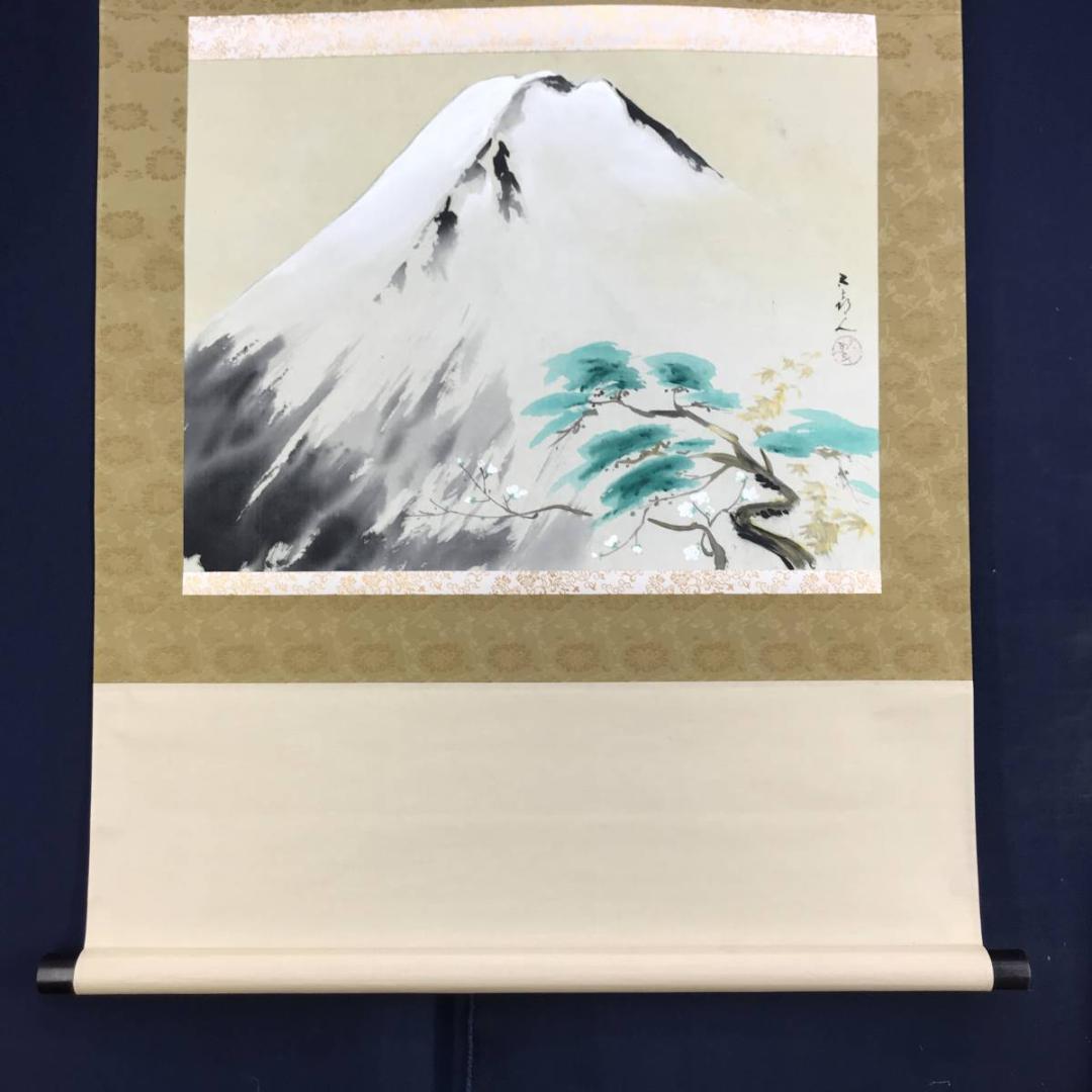 作者不詳/春景桜富士図/富士山図/山水図/掛軸/名家伝来/AD-169