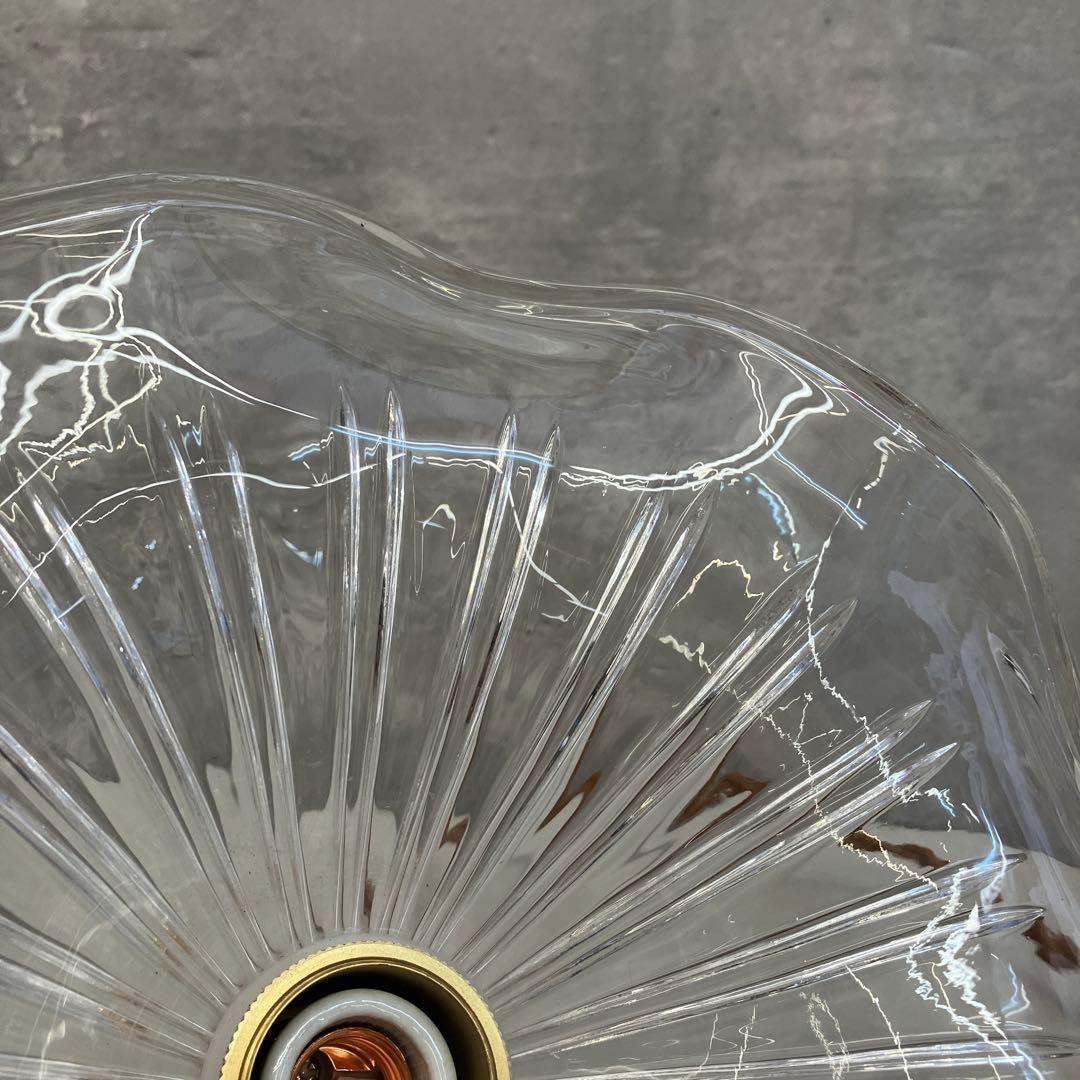 昭和レトロ アンティーク ペンダントライト 真鍮 ガラスシェード 照明器具